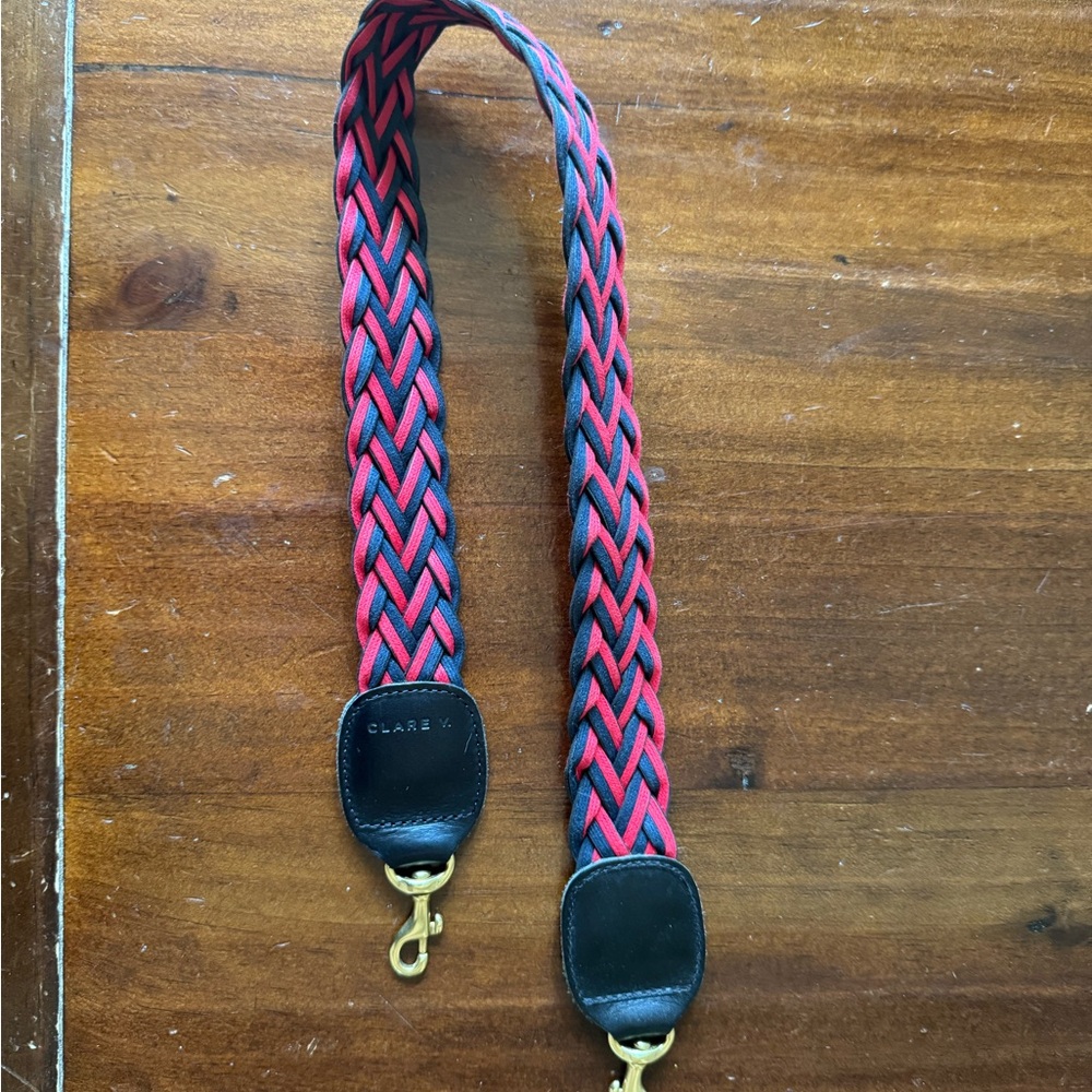 Clare V - Navy and Red Braided Shoulder Strap